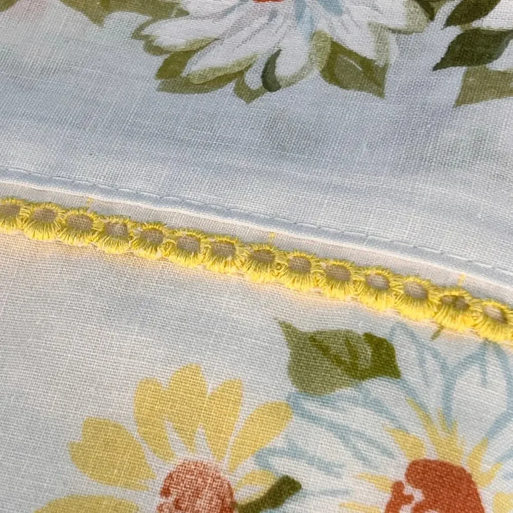 Vintage Cottagecore Floral Sheet 70s Twin Flat Daisy 1970s Cottage